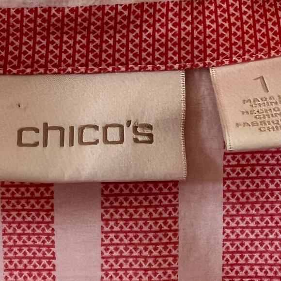 Chico's Women's Top Button Down Shirt Striped Size 1 3/4 Sleeve Silk Blend - Picture 5 of 8